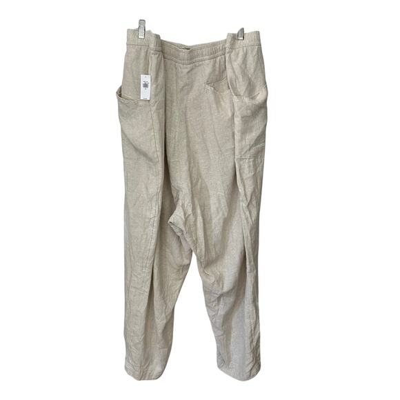 Old Navy Pants Womens 4X High-Waisted Linen Blend Wide Leg Natural Plus Comfort - Picture 3 of 7